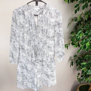 Katherine Barclay Montreal Black and White Animal Print Romper with pock…